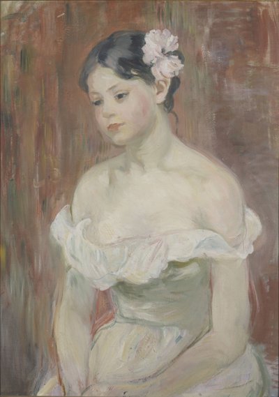 Menina com decote A flor no cabelo de Berthe Morisot