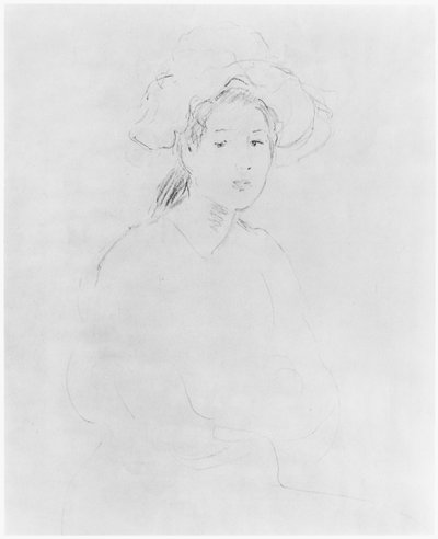 Cabeça de uma mulher (Verso) (ver 383972 Recto) 1893 de Berthe Morisot