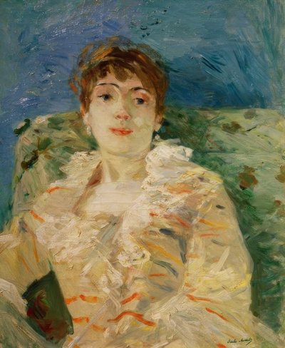 Jovem mulher no sofá de Berthe Morisot