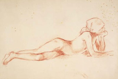 Deitada, jovem nua com lenço na cabeça de Berthe Morisot