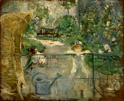 Meninas no jardim ou, a cadeira da cesta, 1885 de Berthe Morisot