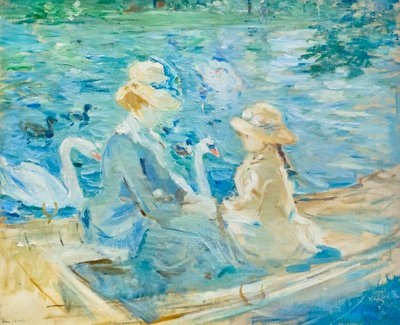 Sobre o lago no Bois de Boulogne, c. 1884 (óleo sobre tela) de Berthe Morisot