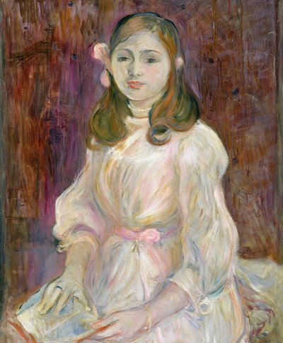Retrato de Julie Manet (1878-1966) Segurando um livro, 1889 de Berthe Morisot