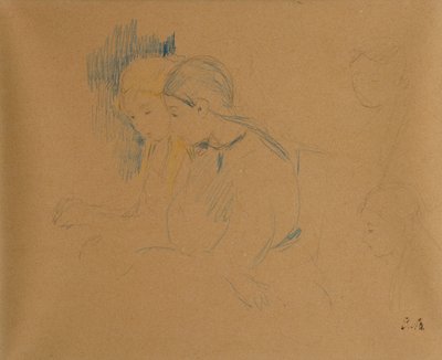 Retrato de meninas (giz de cera e lápis de cor) de Berthe Morisot