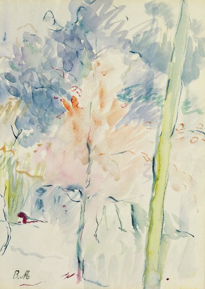 Árvore vermelha em uma madeira, 1893 de Berthe Morisot