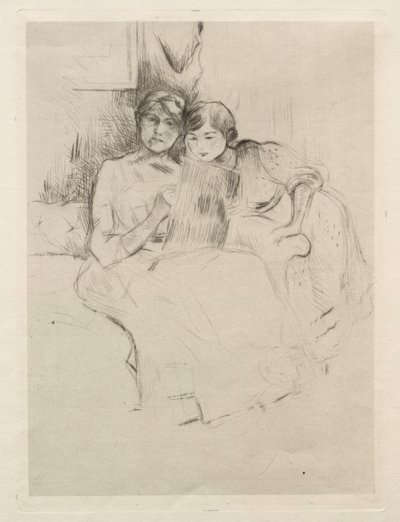 A lição de desenho (Berthe Morisot desenhando com sua filha) de Berthe Morisot