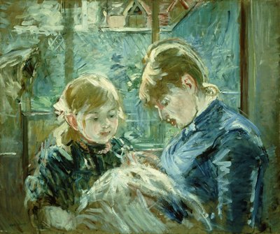 A lição de costura; Le Lecon de Couture, 1884 de Berthe Morisot