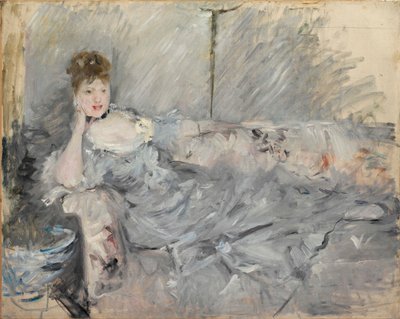 Mulher de reclinação cinza, 1879. de Berthe Morisot