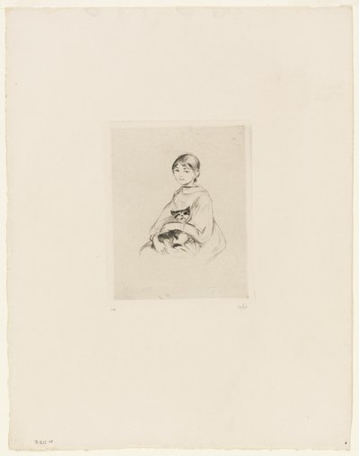Jovem rapariga com um gato de Berthe Morisot