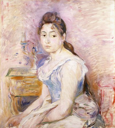Jovem mulher em um espartilho azul; Moça do espartilho azul, 1891 de Berthe Morisot