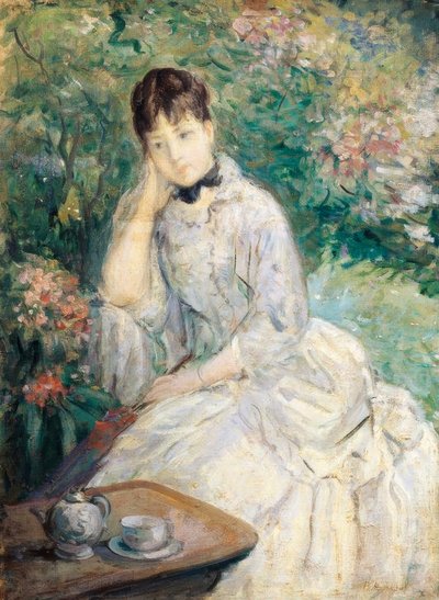 Jovem mulher sentada num sofá, de Berthe Morisot