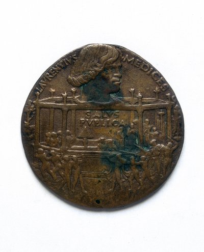 Medalha que retrata a Conspiração Pazzi. Lorenzo de