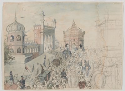 Tropas britânicas em uma cidade sikh, provavelmente Allahabad de Bethune Donald Grant