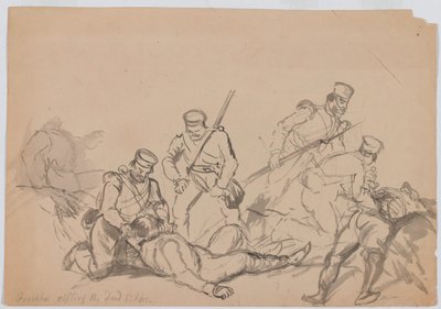 Goorkhas fuzilando os Sikhs mortos de Bethune Donald Grant