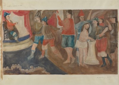 Estação da Cruz No. 1: Jesus é condenado à morte, c. 1936. de Beulah Bradleigh