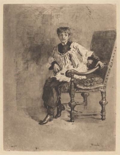 Acólito sentado, c. 1872. de Bianchi Mose