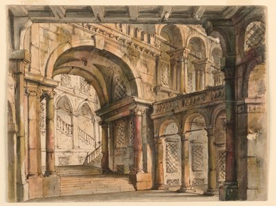 Cenário, Pátios do Palácio e Escadas de Bibiena Family, 1657