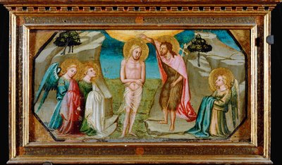 Batismo de Cristo com anjos (pintura sobre tela) de Bicci di Lorenzo