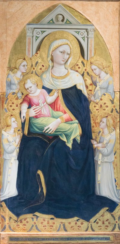Madona entronizada com o Menino e quatro anjos, c.1433 (têmpera e folha de ouro sobre painel) de Bicci di Lorenzo
