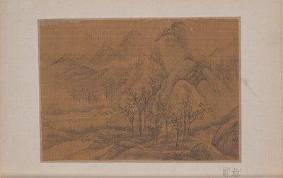 Paisagem (miniatura de um álbum de onze pinturas; tinta e cor sobre seda) de Bin Zheng