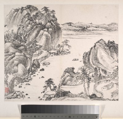 Paisagens, datado de 1814 (álbum de oito folhas; tinta sobre papel) de Bingshou Yi