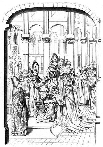 A coroação do rei Carlos V da França 1337-1380, século XIV 1849. de Bisson and Cottard