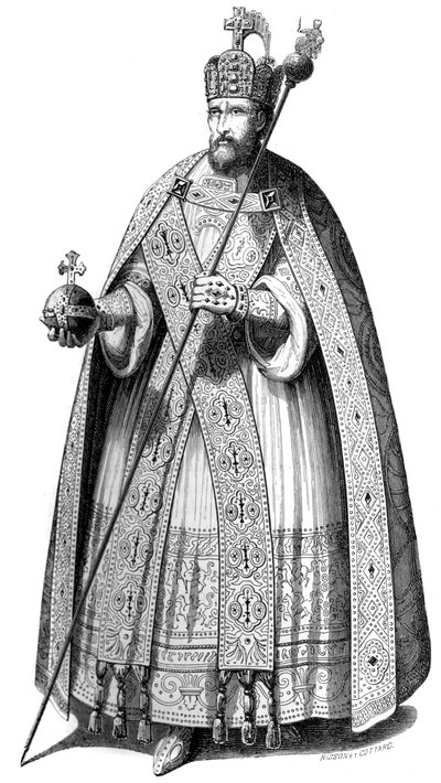 O traje usado pelos imperadores durante suas coroações desde a época de Carlos Magno, 1579 1846. de Bisson and Cottard
