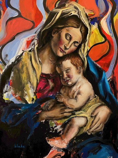 Madonna And Child, c.2020 (Acrílico sobre tela) de Blake Munch