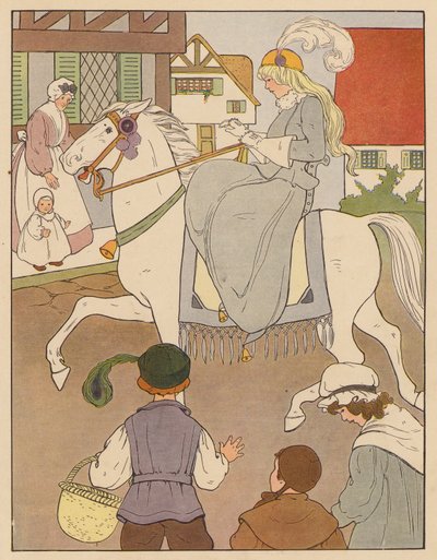Canção infantil: Ride a Cock-Horse to Banbury Cross (litografia a cores) de Blanche Fisher Wright