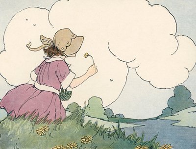 Menina a Cheirar uma Flor Selvagem Contra um Céu de Verão de Blanche Fisher Wright