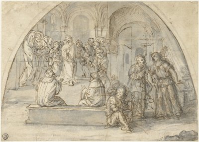 Chistus de 12 anos no Templo e a Entrega de Pedro de Boccaccio Boccaccino (attributed to)