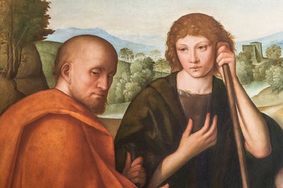 Adoração dos Sheperds Madonna com o Menino Jesus e dois Sheperds, detalhe de 2384594 de Boccaccio Boccaccino