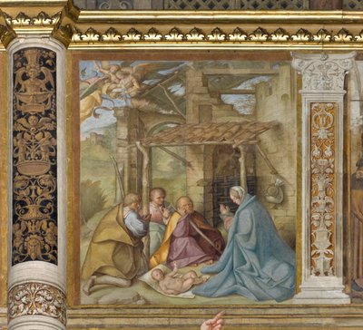 Gruta Central, Quarto Norte, Adoração dos Pastores, Boccaccio Boccaccino 1516-17 de Boccaccio Boccaccino