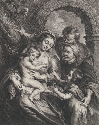 A Sagrada Família com Santa Isabel e o infante São João Batista, segurando..., ca. 1600-59. de Boetius Adams Bolswert