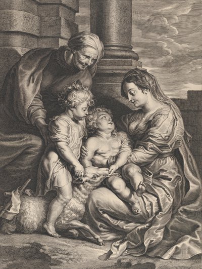 A Virgem e o Menino Jesus com Santa Ana e São João Batista, ca. 1640-59.. de Boetius Adams Bolswert