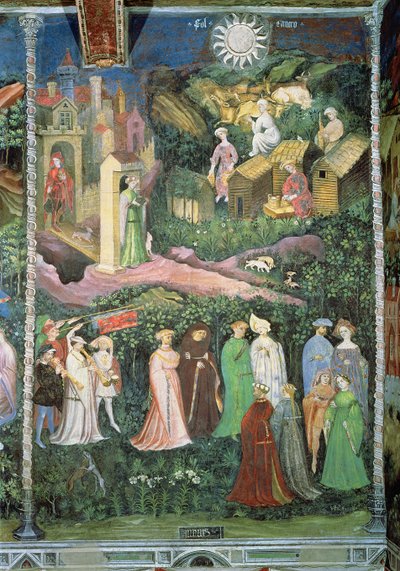 O mês de junho, c.1400 (afresco) de Bohemian School