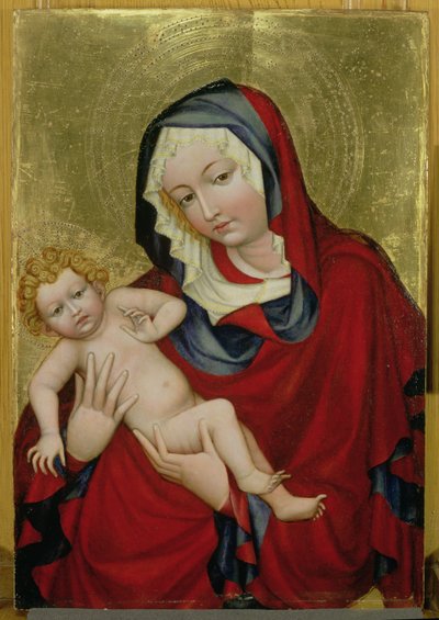 Virgem e Criança, c.1400 (têmpera e folha de ouro no painel) de Bohemian School