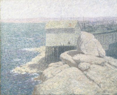 Aldeia piscatória chinesa, Monterey Bay, Califórnia (óleo sobre tela) de Bolton Coit Brown