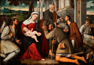 A Adoração dos Pastores (óleo sobre tela) de Bonifazio Veronese