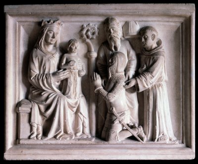 A Virgem apresentando Jesus a três pessoas (escultura de Bonino da Campione