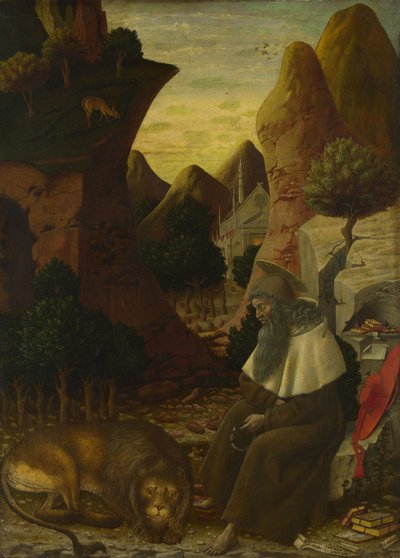 São Jerônimo em uma paisagem, c. 1440 de Bono da Ferrara
