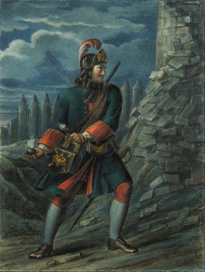 Granadeiro do Regimento Preobrazhensky em 1712, final da década de 1830 de Boris Artemyevich Chorikov