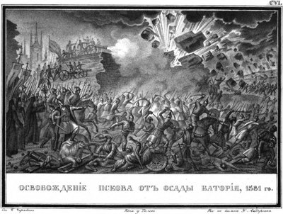 A libertação de Pskov em 1581 De Karamzin ilustrado, 1836 de Boris Artemyevich Chorikov