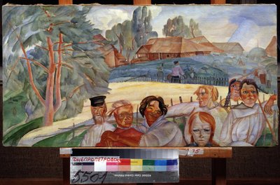 Rússia. Na série The Faces of Russia (Rússia, do Ciclo The Faces of Russia). Obra de Boris Dmitryevich Grigoriev (1886-1939), aquarela e guache sobre papel, por volta de 1917, vanguarda russa, século XX, expressionismo. Museu de Arte do Estado, Dniprope de Boris Dmitrievich Grigoriev