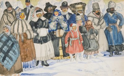 Figurino da ópera O Poder do Demônio de A. Serov, 1919 de Boris Mikhailovich Kustodiev