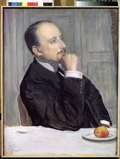 Retrato do artista Evgeny Evgenyevich Lanceray (Eugene Lancere) (1875-1946) (Retrato do artista E. Lanceray). Obra de Boris Michaylovich Kustodiev (Koustodiev) (1878-1927), têmpera sobre papelão de Boris Mikhailovich Kustodiev