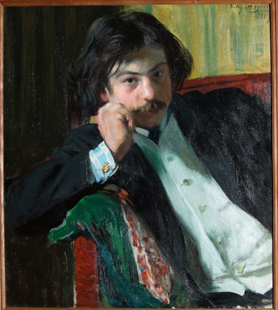 Retrato do poeta Janko Lavrin (1887-1986). Peinture de Boris Mikhaylovich Kustodiev (Koustodiev) (1878-1927), huile sur toile de Boris Mikhailovich Kustodiev