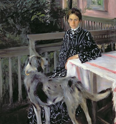 Retrato de Yulia Yevstafievna Kustodieva (1880-1942) esposa do artista, 1903 de Boris Mikhailovich Kustodiev