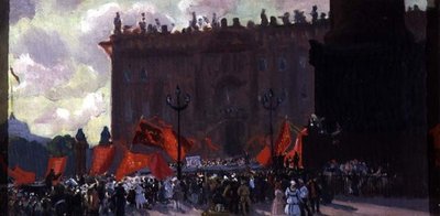 Estudo para a Celebração da Abertura do Segundo Congresso do Comintern na Praça Uritsky, em Petrogrado, em 19 de julho de 1920, 1921 (ver 91240) de Boris Mikhailovich Kustodiev