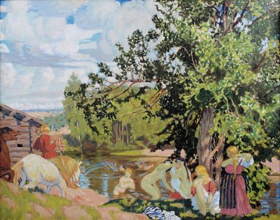 O banho, 1910 de Boris Mikhailovich Kustodiev